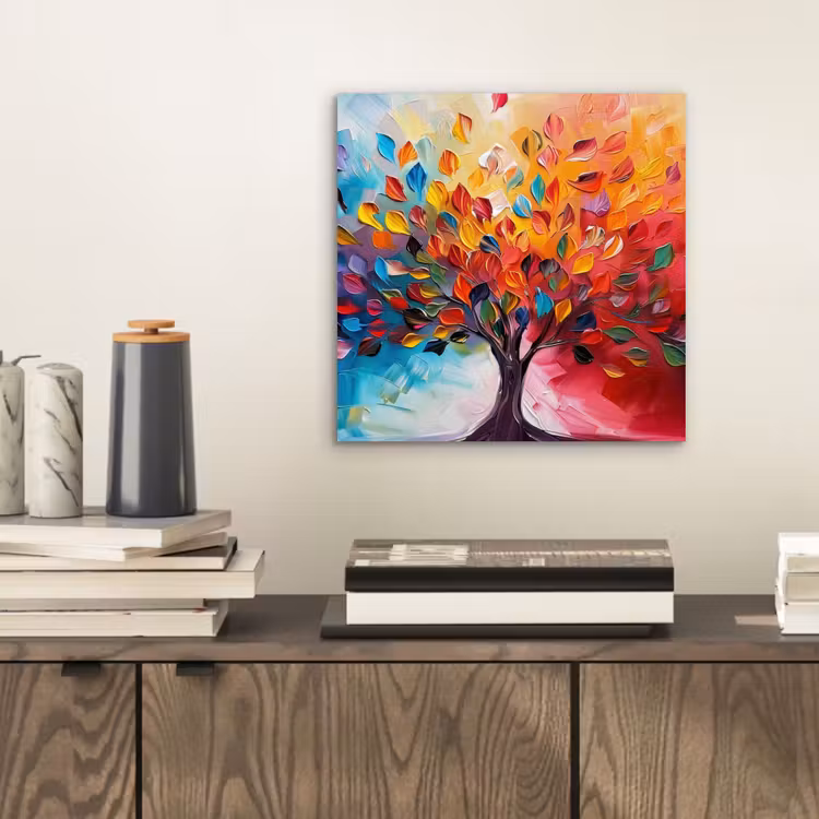 Boom - Levensboom - Kleurrijk - Abstract aluminium wit klein -sfeer1