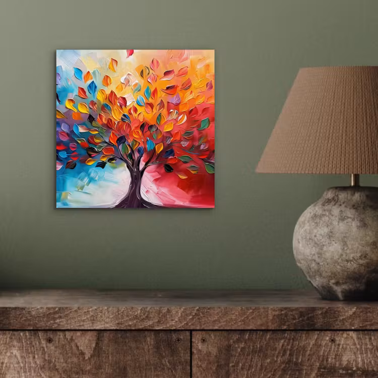 Boom - Levensboom - Kleurrijk - Abstract aluminium wit klein -sfeer2
