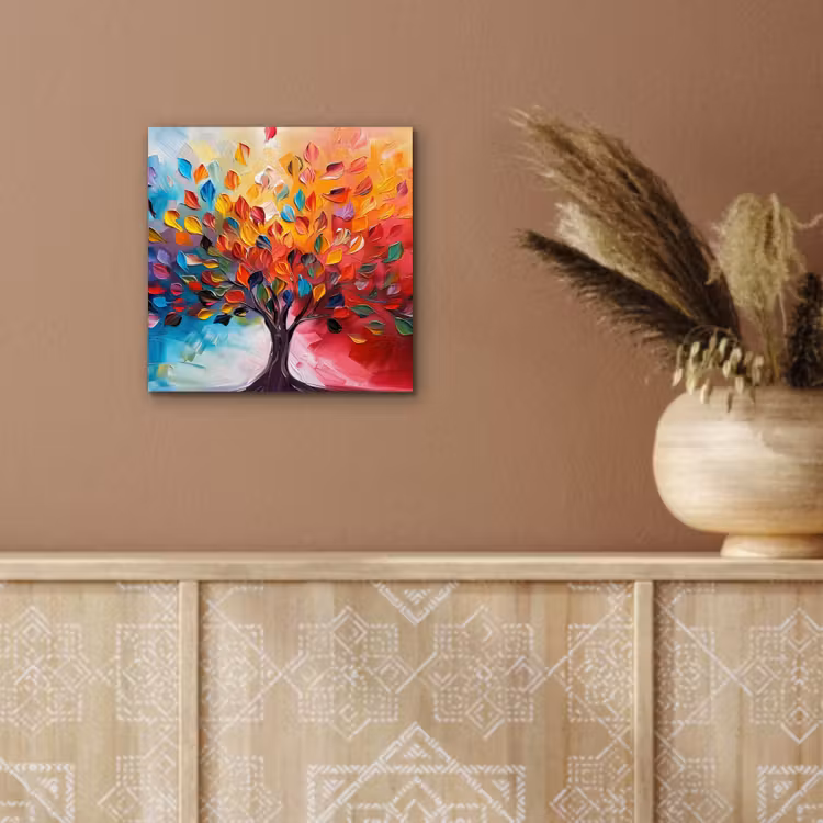 Boom - Levensboom - Kleurrijk - Abstract aluminium wit klein -sfeer4