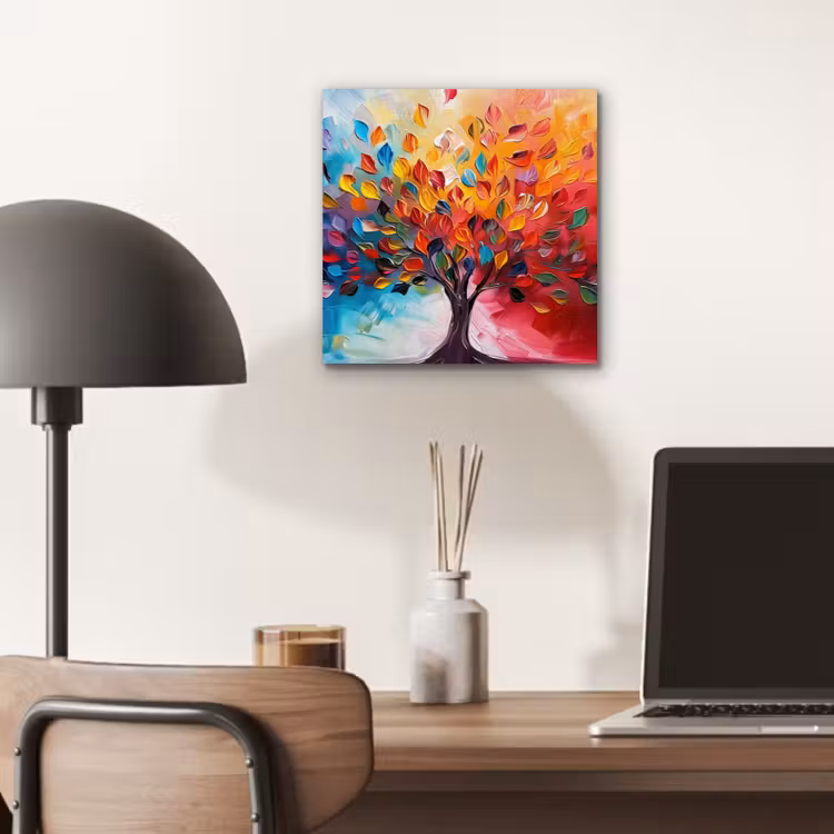 Boom - Levensboom - Kleurrijk - Abstract aluminium wit klein -sfeer5