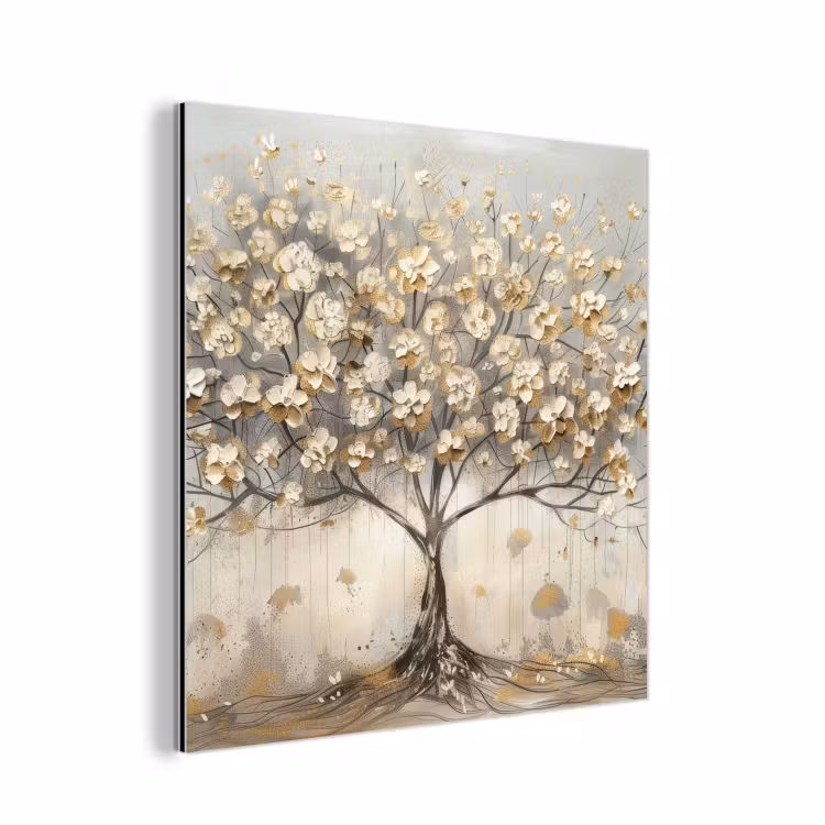 Boom - Beige - Goud - Verflook - Grijs aluminium wit klein -3d