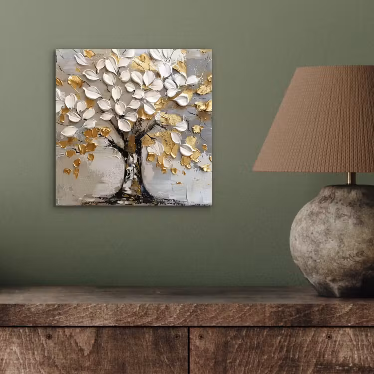 Boom - Beige - Grijs - Goud - Abstract aluminium wit klein -sfeer2