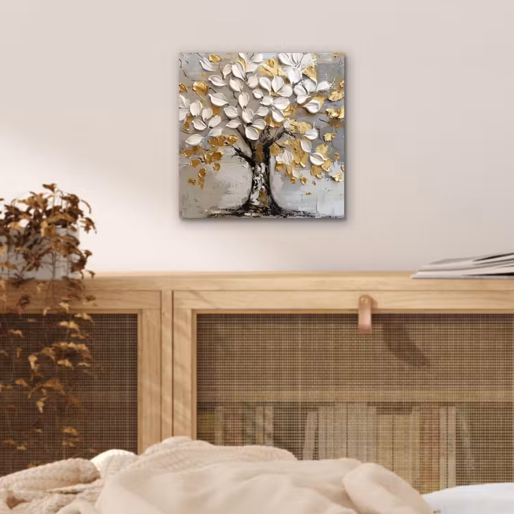 Boom - Beige - Grijs - Goud - Abstract aluminium wit klein -sfeer3