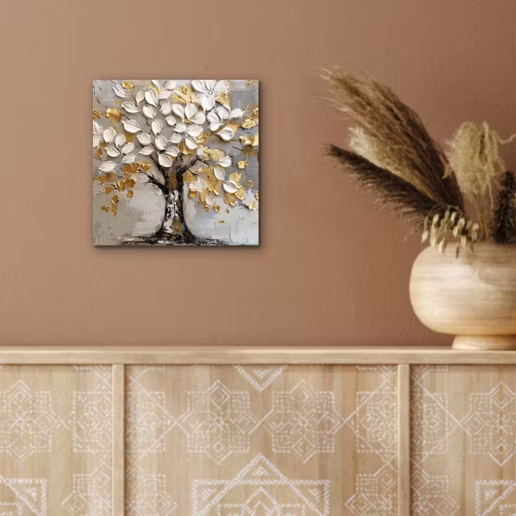 Boom - Beige - Grijs - Goud - Abstract aluminium wit klein -sfeer4