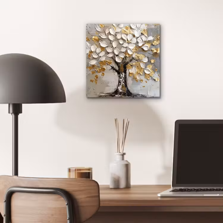 Boom - Beige - Grijs - Goud - Abstract aluminium wit klein -sfeer5