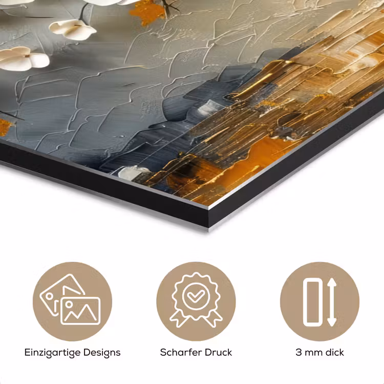 Boom - Bloemen - Goud - Beige aluminium wit klein -closeup_DE