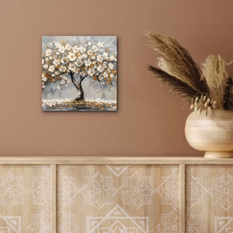 Boom - Bloemen - Wit - Natuur - Kunst aluminium wit klein -sfeer4