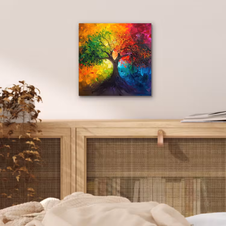 Boom - Kleurrijk - Modern - Abstract aluminium wit klein -sfeer3