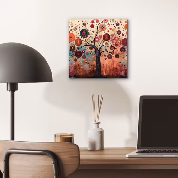 Levensboom - Bloemen - Roze - Hippie - Kunst aluminium wit klein -sfeer5