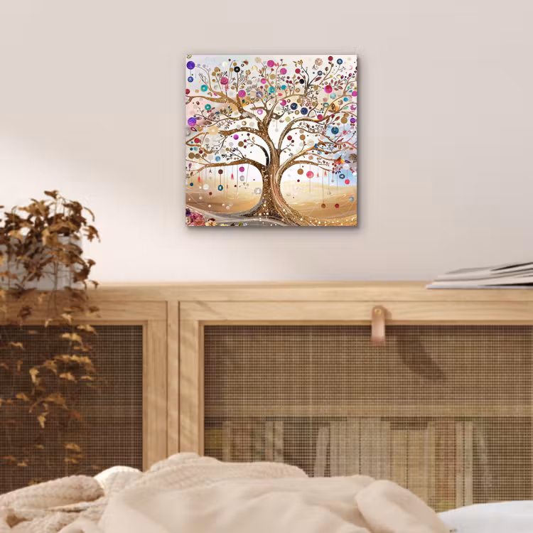 Levensboom - Goud - Kleurrijk - Abstract - Aesthetic aluminium wit klein -sfeer3