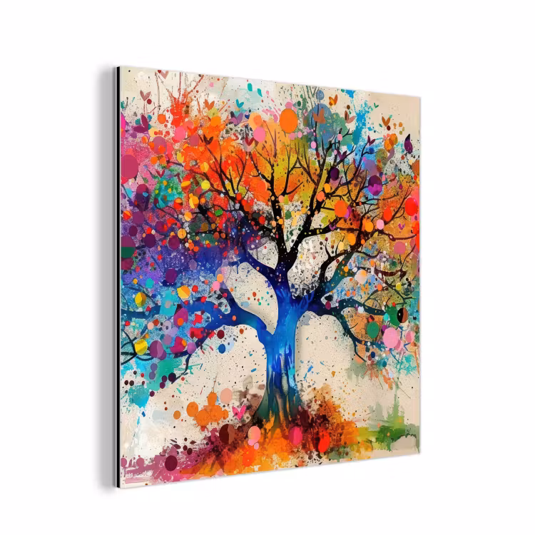 Levensboom - Natuur - Kleurrijk - Boom aluminium wit klein -3d