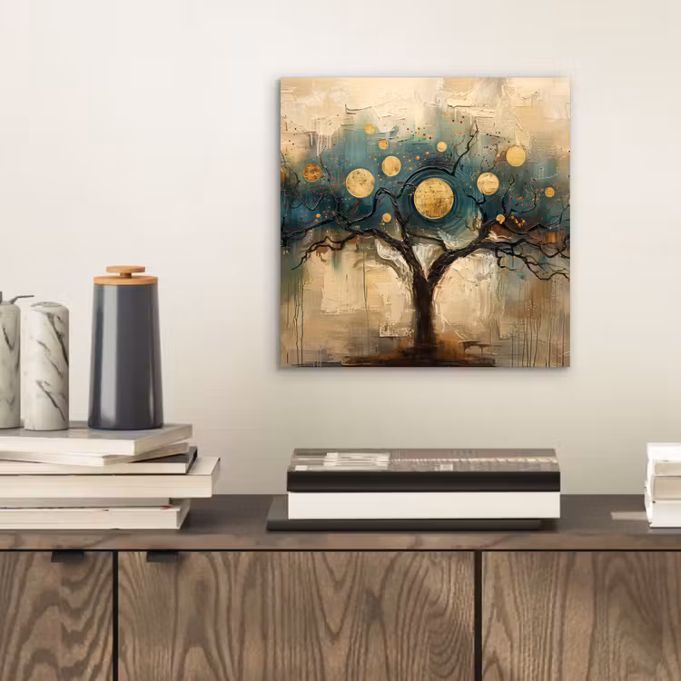 Boom - Kunst - Maan - Watercolor aluminium wit klein -sfeer1