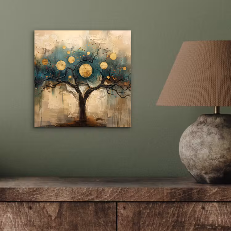 Boom - Kunst - Maan - Watercolor aluminium wit klein -sfeer2