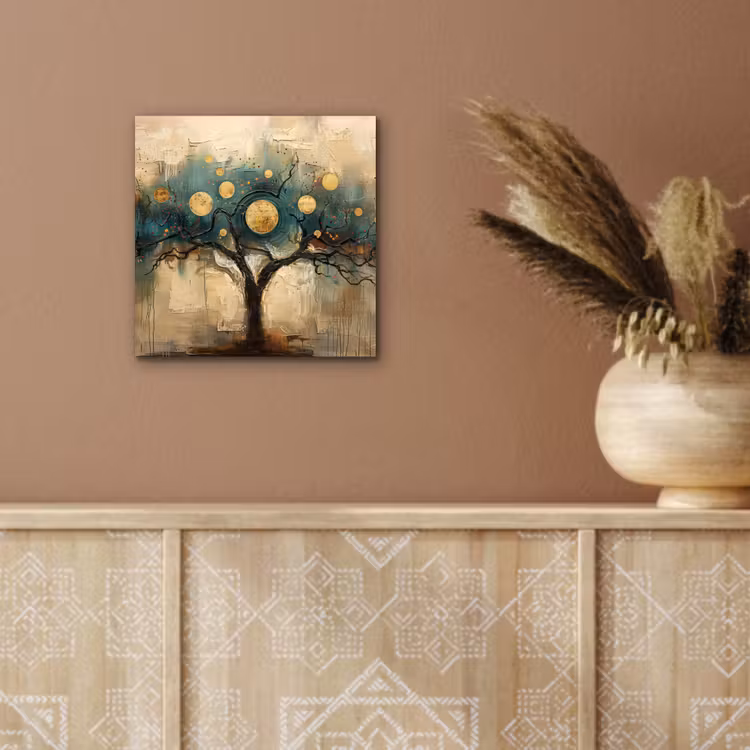 Boom - Kunst - Maan - Watercolor aluminium wit klein -sfeer4