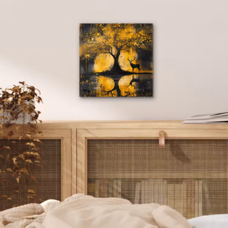Boom - Verflook - Hert - Natuur - Goud aluminium wit klein -sfeer3