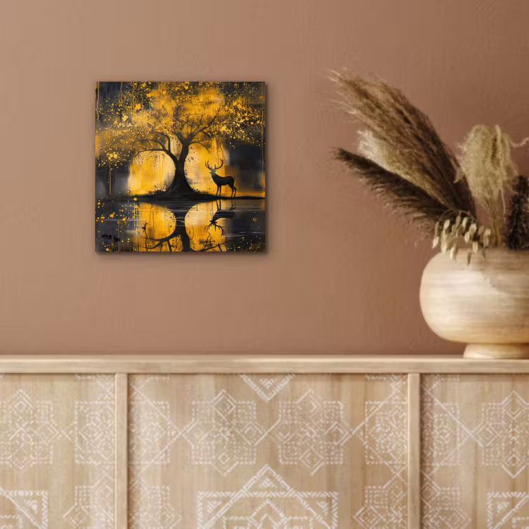 Boom - Verflook - Hert - Natuur - Goud aluminium wit klein -sfeer4