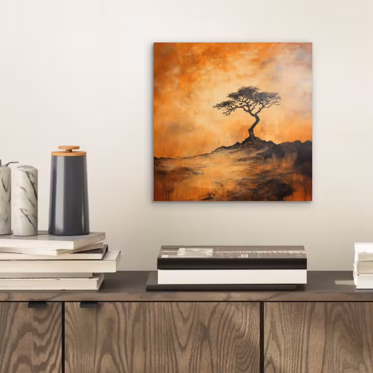 Boom - Landschap - Oranje aluminium wit klein -sfeer1