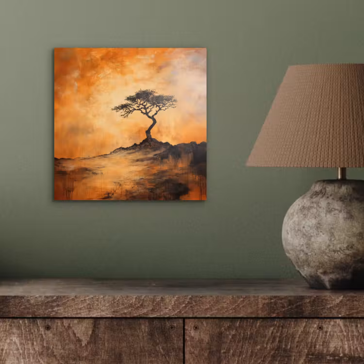 Boom - Landschap - Oranje aluminium wit klein -sfeer2