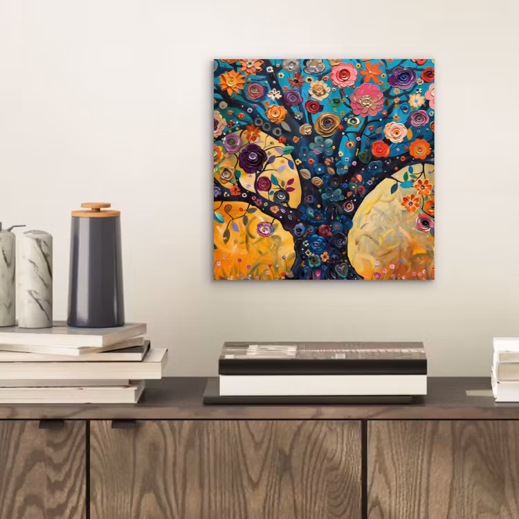 Boom - Levensboom - Kleurrijk - Bloemen - Modern aluminium wit klein -sfeer1