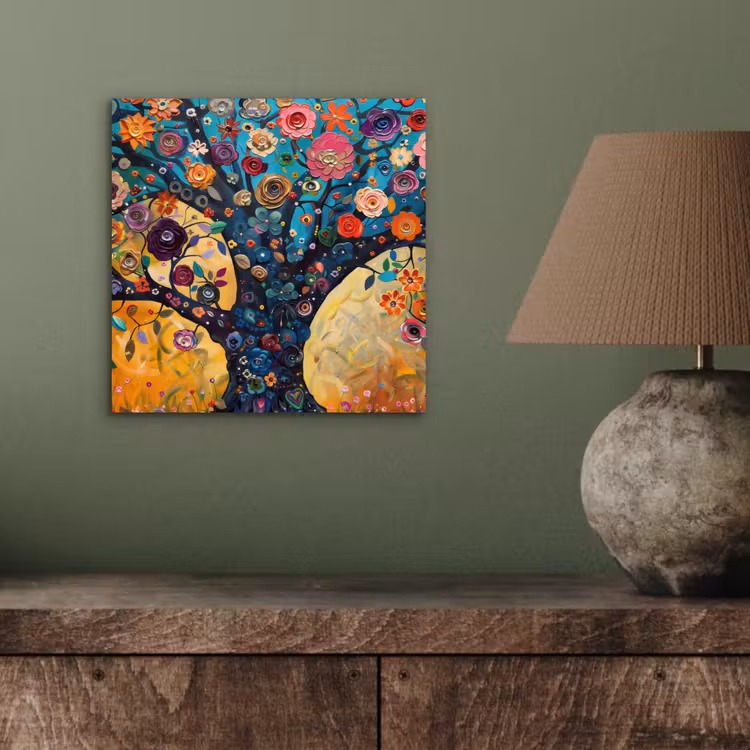 Boom - Levensboom - Kleurrijk - Bloemen - Modern aluminium wit klein -sfeer2