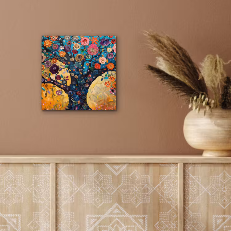 Boom - Levensboom - Kleurrijk - Bloemen - Modern aluminium wit klein -sfeer4