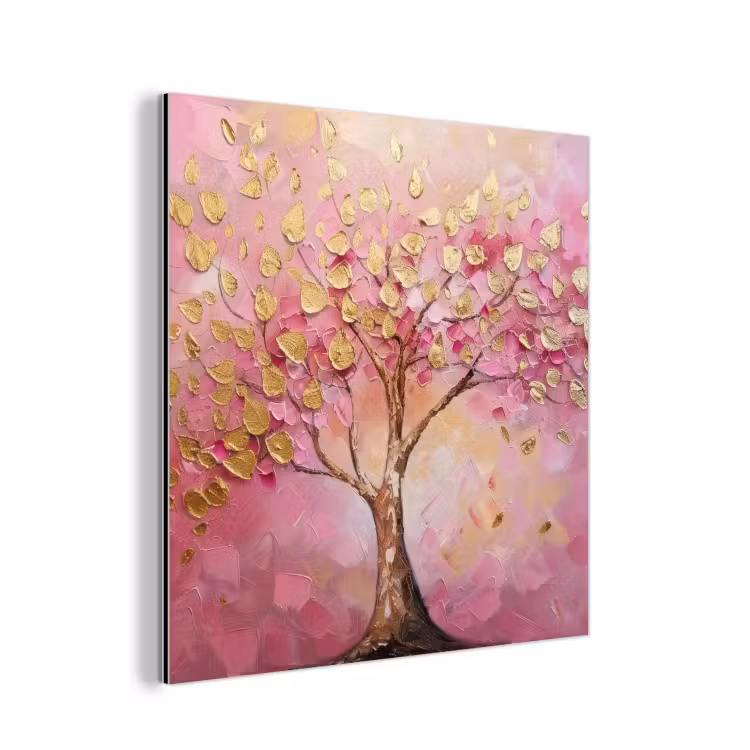 Boom - Roze - Goud - Modern aluminium wit klein -3d
