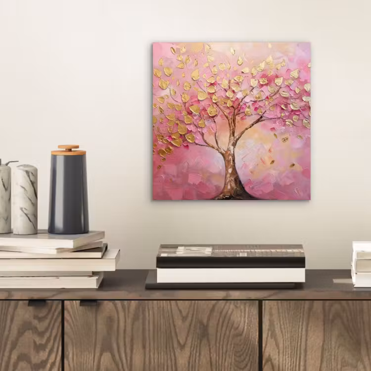 Boom - Roze - Goud - Modern aluminium wit klein -sfeer1