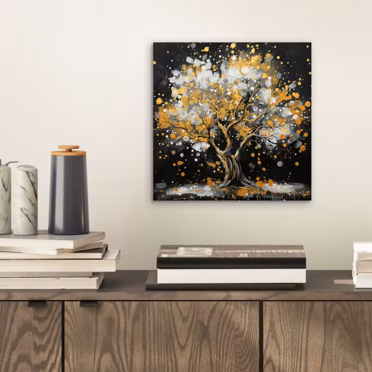 Boom - Zwart - Goud - Wit - Modern aluminium wit klein -sfeer1