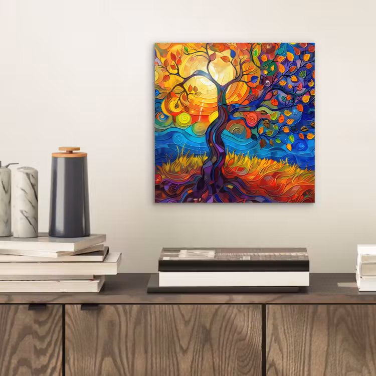 Boom - Zon - Verflook - Kleuren - Abstract aluminium wit klein -sfeer1