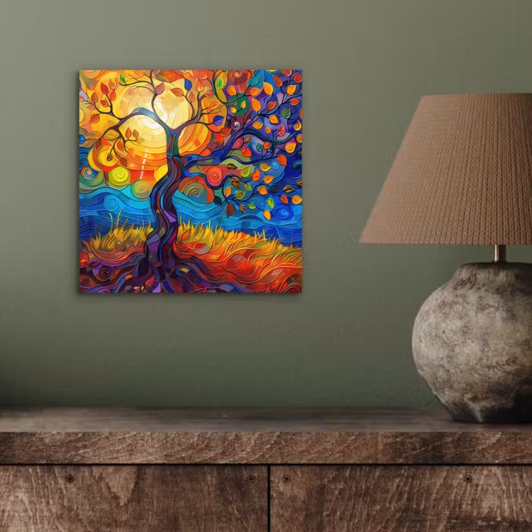 Boom - Zon - Verflook - Kleuren - Abstract aluminium wit klein -sfeer2