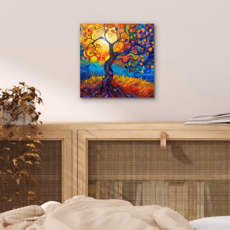Boom - Zon - Verflook - Kleuren - Abstract aluminium wit klein -sfeer3