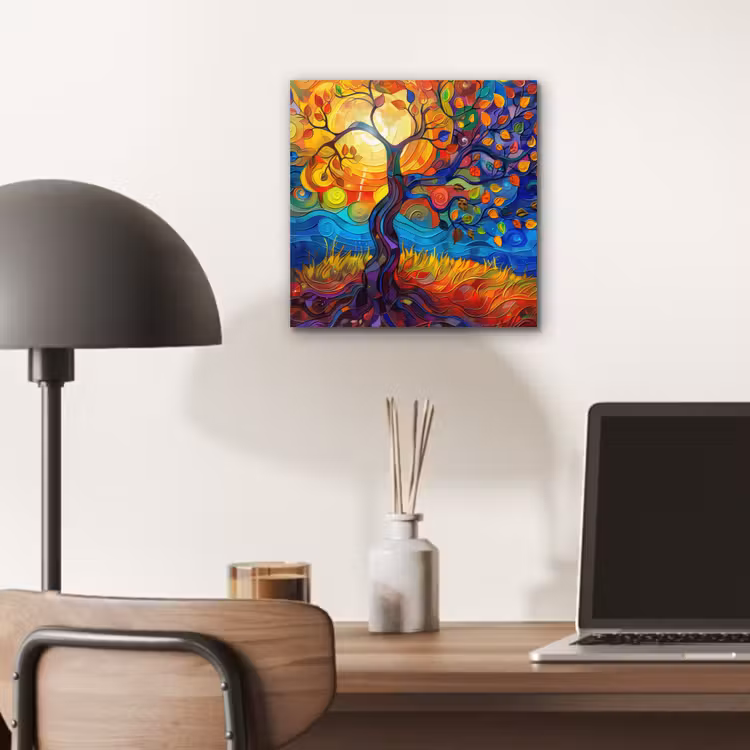 Boom - Zon - Verflook - Kleuren - Abstract aluminium wit klein -sfeer5