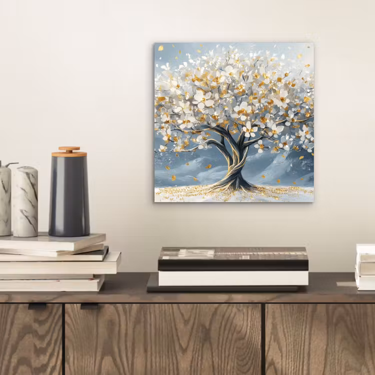 Boom - Winter - Levensboom - Modern - Goud aluminium wit klein -sfeer1