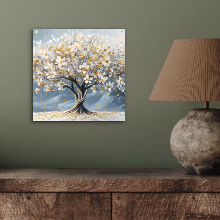 Boom - Winter - Levensboom - Modern - Goud aluminium wit klein -sfeer2