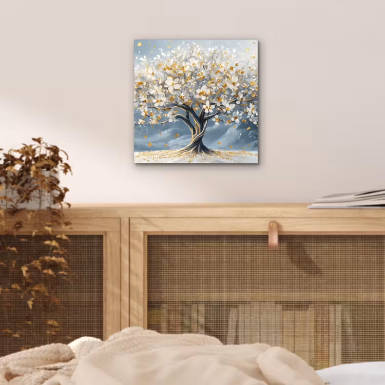 Boom - Winter - Levensboom - Modern - Goud aluminium wit klein -sfeer3