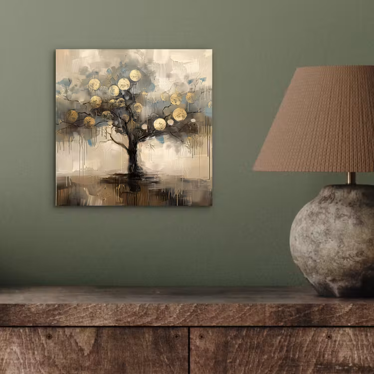 Beige - Abstract - Boom - Goud aluminium wit klein -sfeer2