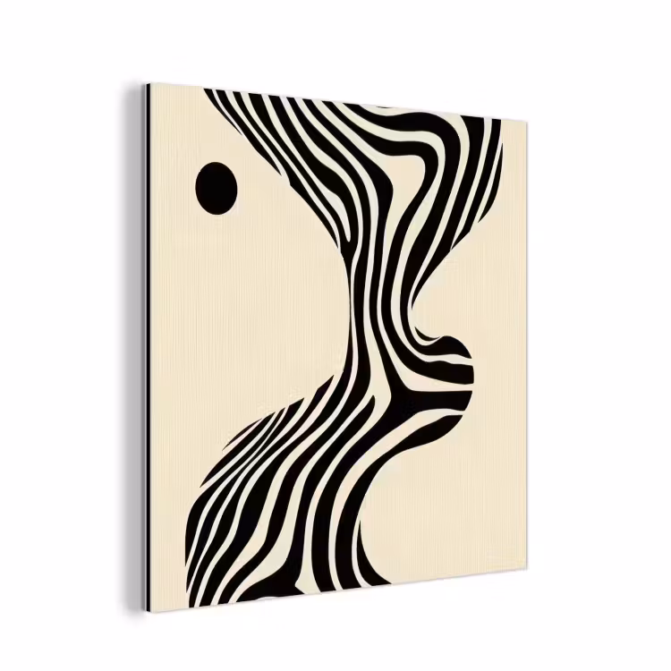Beige - Lijnen - Golvend - Abstract aluminium wit klein -3d