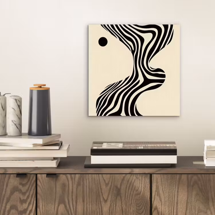 Beige - Lijnen - Golvend - Abstract aluminium wit klein -sfeer1