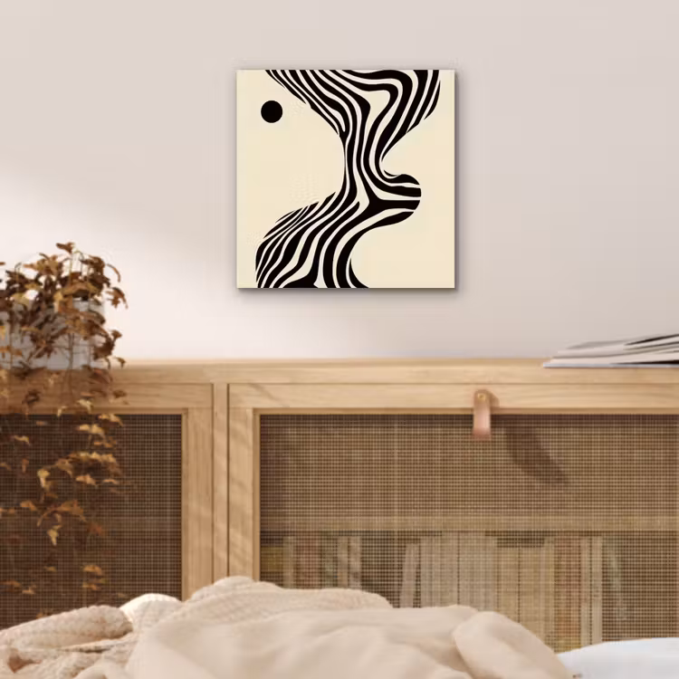 Beige - Lijnen - Golvend - Abstract aluminium wit klein -sfeer3