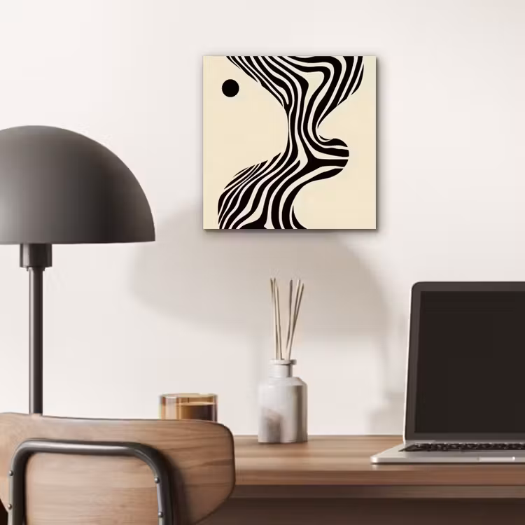 Beige - Lijnen - Golvend - Abstract aluminium wit klein -sfeer5