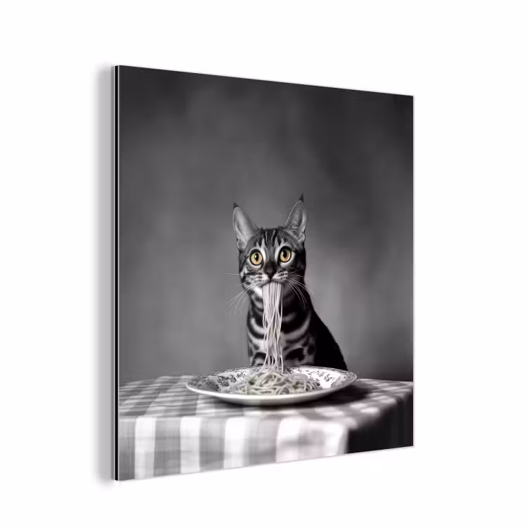 Bengaal - Kat - Tafelkleed - Zwart - Wit - Dier aluminium wit klein -3d