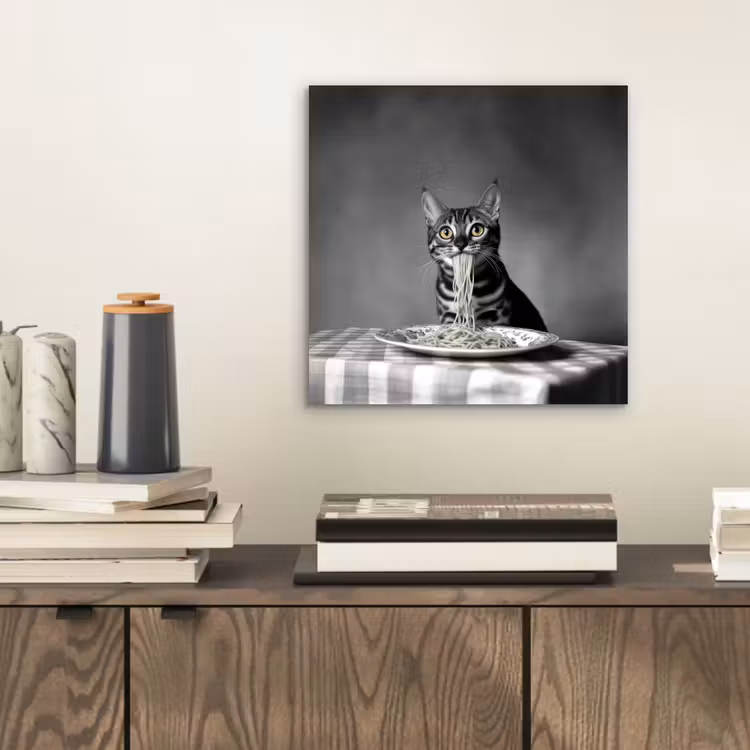 Bengaal - Kat - Tafelkleed - Zwart - Wit - Dier aluminium wit klein -sfeer1