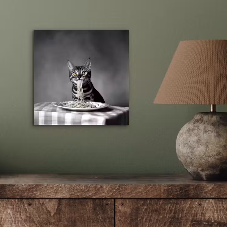 Bengaal - Kat - Tafelkleed - Zwart - Wit - Dier aluminium wit klein -sfeer2