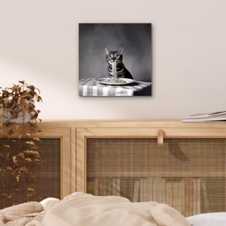 Bengaal - Kat - Tafelkleed - Zwart - Wit - Dier aluminium wit klein -sfeer3