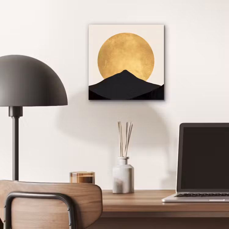 Bergsilhouetten - Gouden cirkel - Beige aluminium wit klein -sfeer5