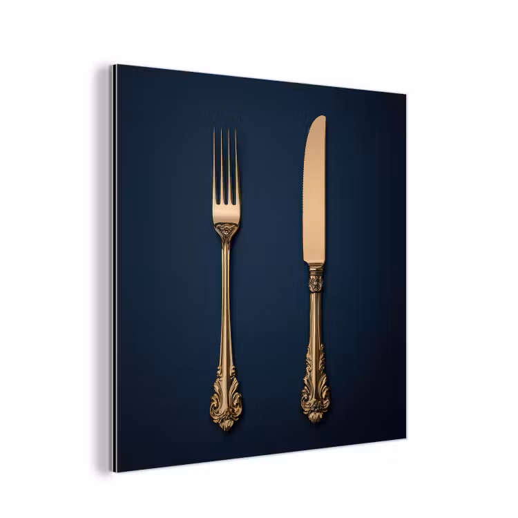 Bestek - Donkerblauw - Goud aluminium wit klein -3d