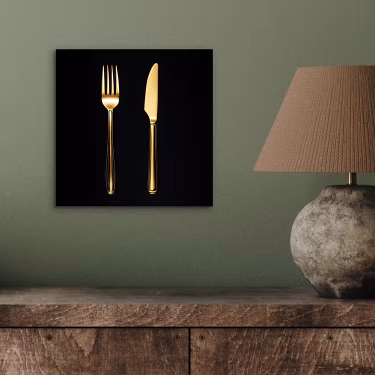 Bestek - Goud - Mes - Vork aluminium wit klein -sfeer2