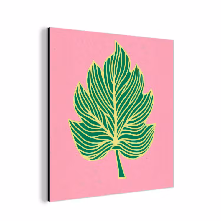 Blad - Groen - Illustratie - Minimalistisch aluminium wit klein -3d