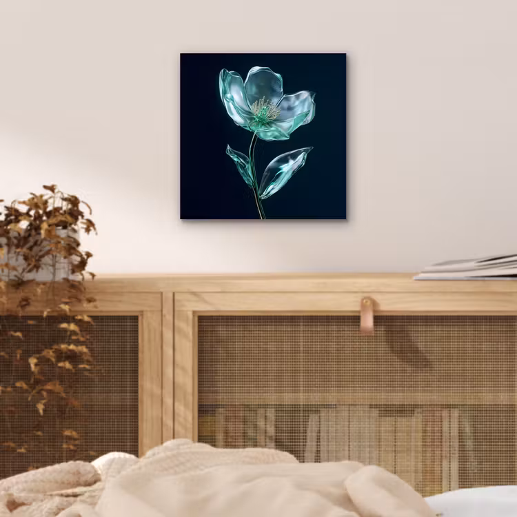 Bladeren - Bloem - Glazen - Donkerblauw aluminium wit klein -sfeer3