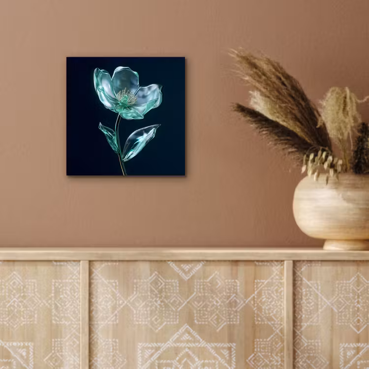 Bladeren - Bloem - Glazen - Donkerblauw aluminium wit klein -sfeer4